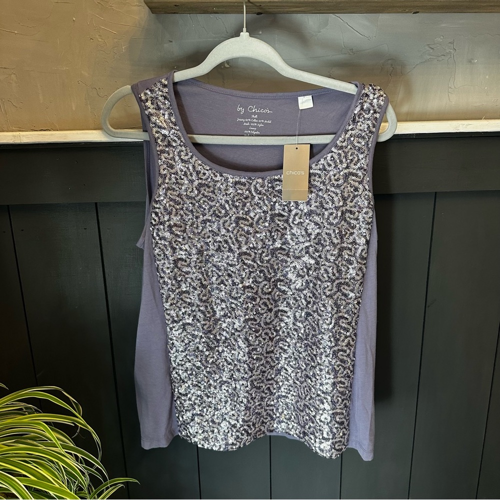By Chico's Lavender Sequin Tank Top NEW size Medium